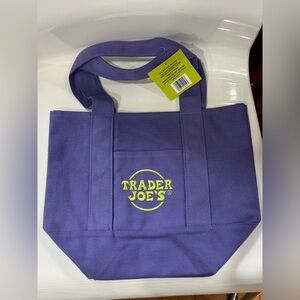 Trader Joe's Lavender Purple Yellow Canvas Mini Tote Bag - NWT!